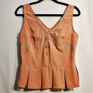 Pins & Needles Salmon Tank Pleats Embroidery